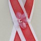 Bielo červené svadobné pierko 10 cm